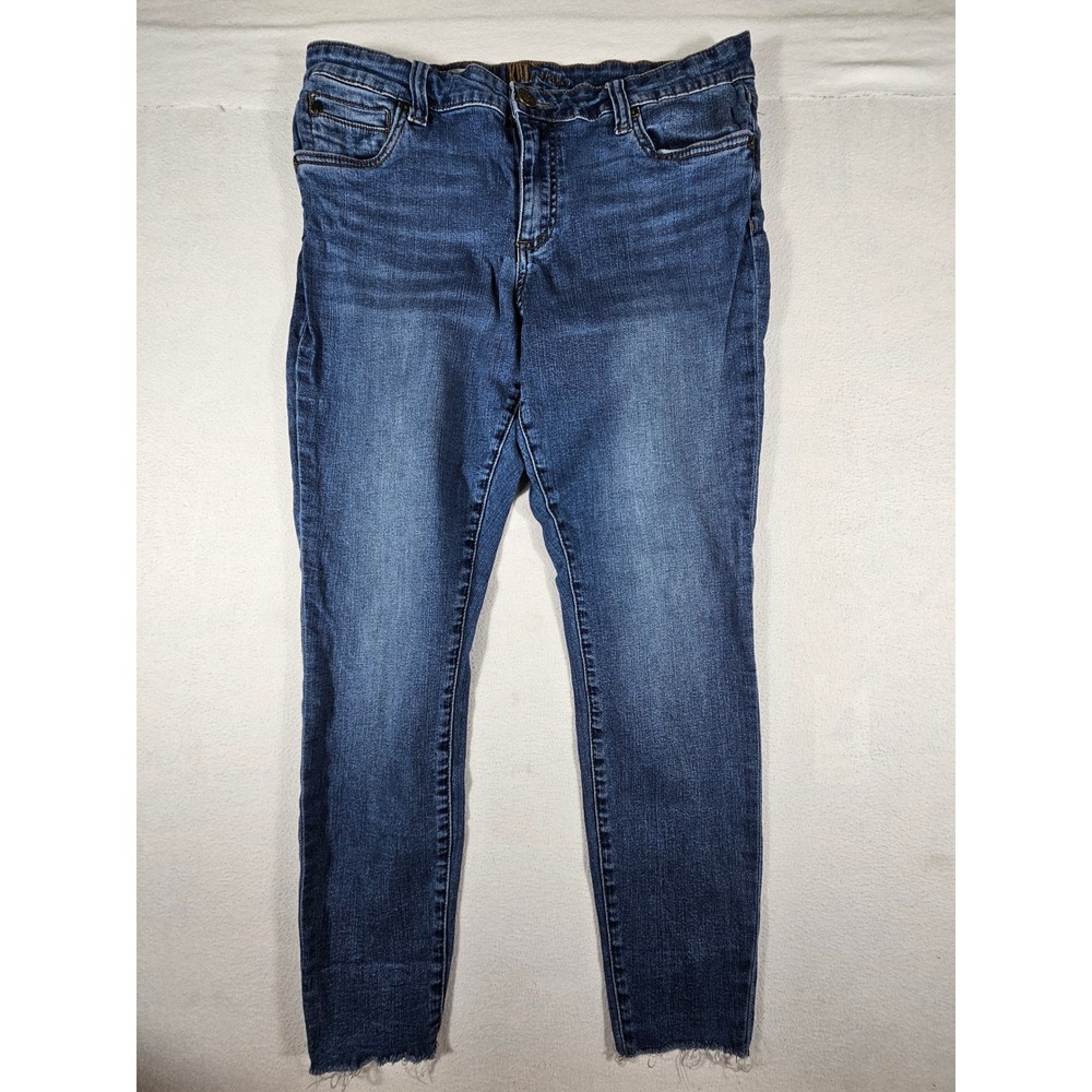 Kut from the Kloth Carlo Ankle Skinny Jeans Dark Wash Raw Hem Size 14 KP1222MA4R